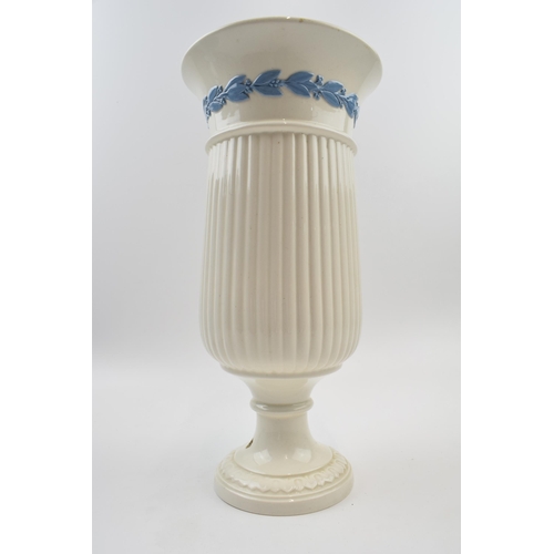 160 - A Wedgwood Queenware lamp base, cream ground with blue relief together with a similar Dudson Brother... 