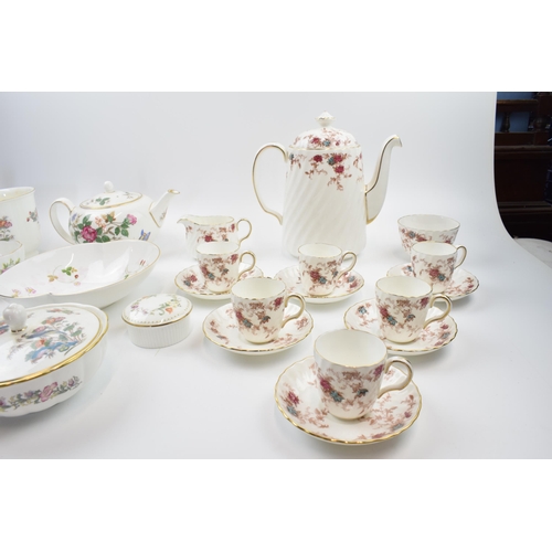 168 - A good selection of Minton Ancestral coffee cups and coffee pot together with other Wedgwood items i... 