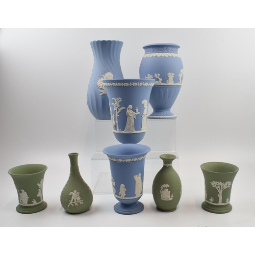 170 - Wedgwood Jasperware mixed lot. A good quantity and variety of pieces in blue and sage green. Include... 