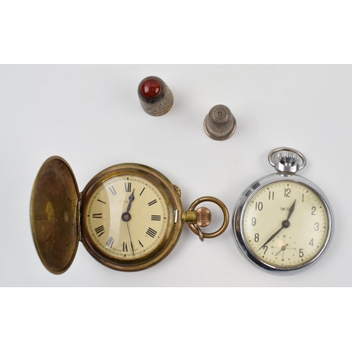 224 - A collection of three watches to include two pocket watches and wrist watch. Smiths top winding pock... 