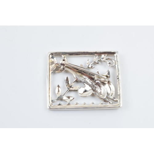 244 - Danish sterling silver brooch with leaping dolphins, 9.8 grams, 35mm wide.