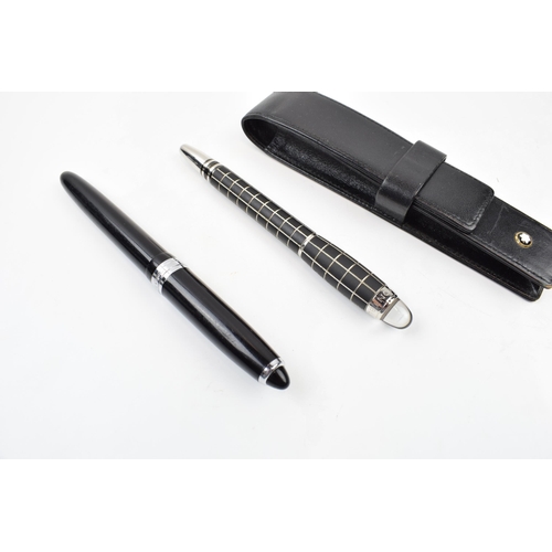 293 - Montblanc Roller Ball Pen in Montblanc leather case together with another fountain pen by Safrane. (... 