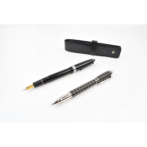 293 - Montblanc Roller Ball Pen in Montblanc leather case together with another fountain pen by Safrane. (... 