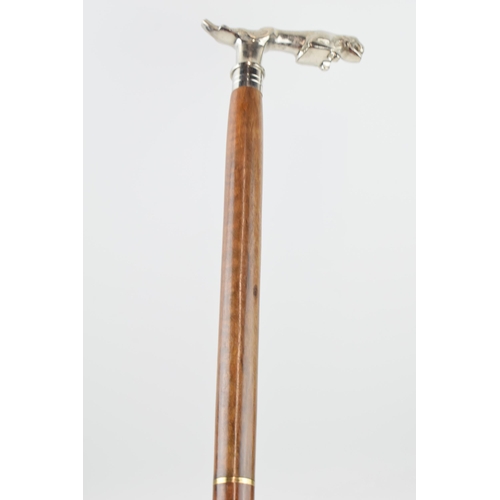 368 - Reproduction 3-piece gentleman's travelling walking stick with Jaguar style handle, 94cm tall.