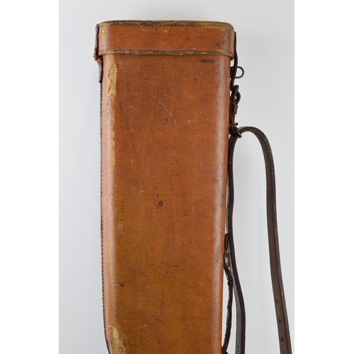 375 - Vintage leather leg of mutton gun case, 79cm long.