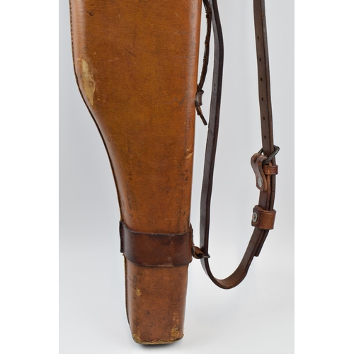 375 - Vintage leather leg of mutton gun case, 79cm long.