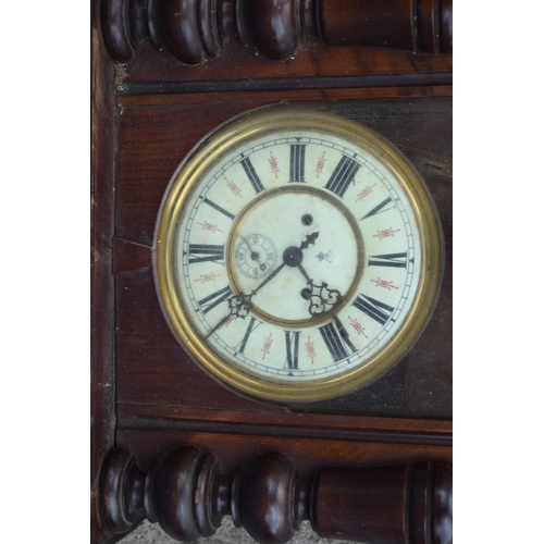 450 - Late 19th century Gustav Becker mahogany Vienna wall clock with weights and pendulum, 110cm long, re... 