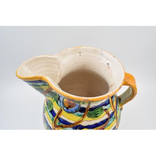 84 - Late 19th / Early 20th Century decorative jug in an abstract style with ribbed decoration of birds a... 