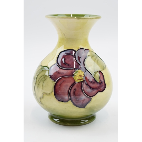 87A - Moorcroft Clematis (or similar) bulbous vase, 13.5cm tall.