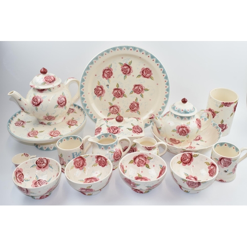 Emma Bridgewater tea and kitchen ware in a Pink Rose pattern to include two teapots, 2 mugs, a gateau plate, a cake stand, a large table bowl, 4 small bowls and others (Qty).