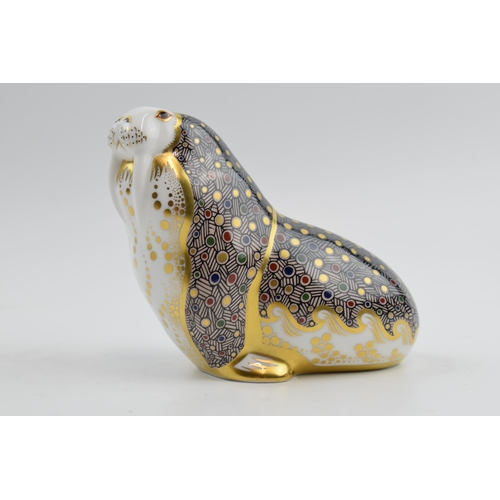 21 - Royal Crown Derby Paperweight in the form of a Russian Walrus, first quality with gold stopper.