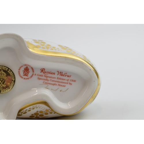 21 - Royal Crown Derby Paperweight in the form of a Russian Walrus, first quality with gold stopper.