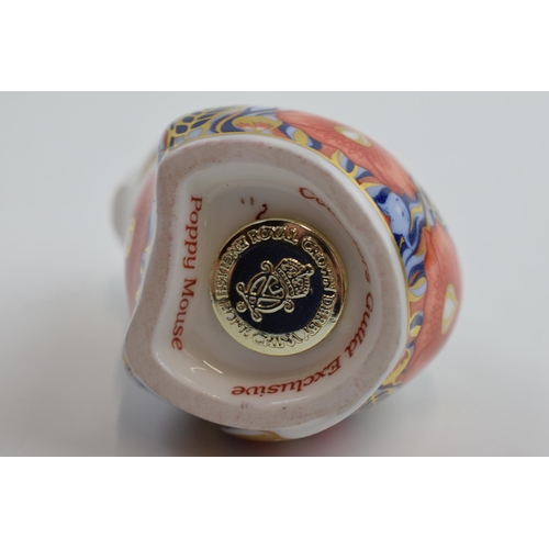 52A - Royal Crown Derby paperweight Poppy Mouse with gold stopper.