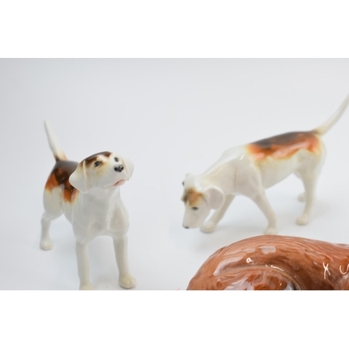 62 - Beswick foxhounds with a lying fox 1017 (5) (fox af).