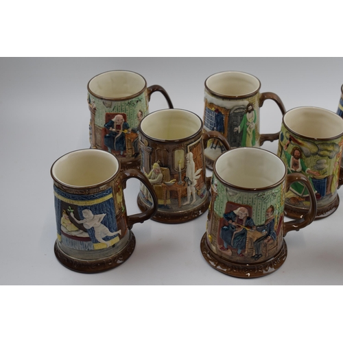 72 - A collection of Beswick embossed tankards of varying scenes (8).