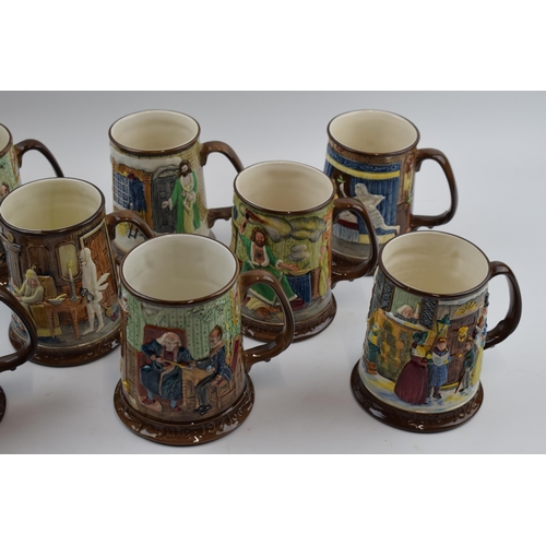 72 - A collection of Beswick embossed tankards of varying scenes (8).