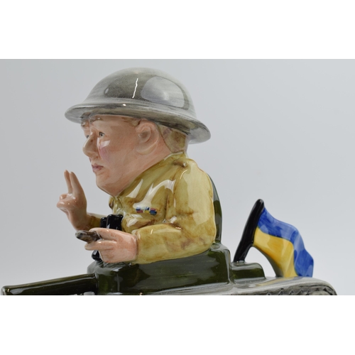 97 - Bairstow Manor Collectables pottery model of Churchill in a tank with Ukraine flag.