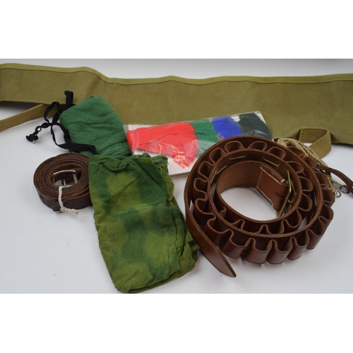 381 - Group of shotgun accessories including quality leather cartridge belt, shooting sock gaiter set, fac... 