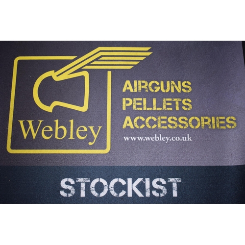 384 - Rare Webley 'Stockist' shop floor advertising mat with large flying pellet logo complete with Webley... 