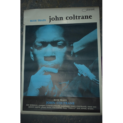 392 - Jazz music posters to include John Coltrane and Courtney Pire. 90cm x 65cm.