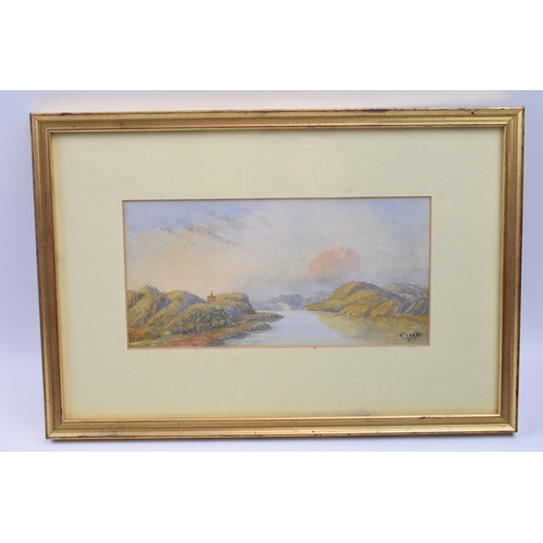 396 - Original watercolour by H Clarke 1891. Landscape scene of Oban, Scotland. Re-framed in a modern gilt... 