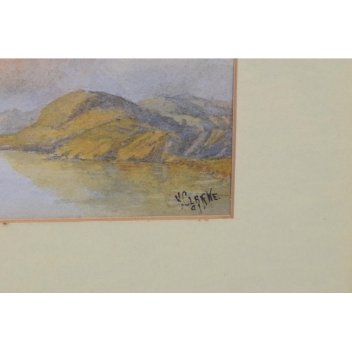 396 - Original watercolour by H Clarke 1891. Landscape scene of Oban, Scotland. Re-framed in a modern gilt... 