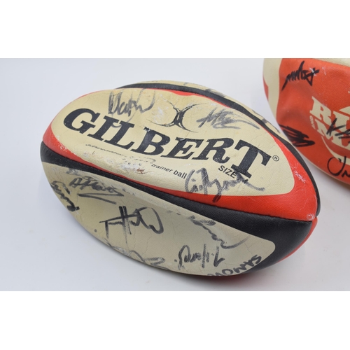 401 - Two signed rugby balls, Webb Ellis and Gilbert c1990s. Possibly Leicester Tigers.