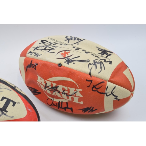 401 - Two signed rugby balls, Webb Ellis and Gilbert c1990s. Possibly Leicester Tigers.