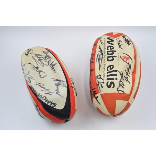 401 - Two signed rugby balls, Webb Ellis and Gilbert c1990s. Possibly Leicester Tigers.