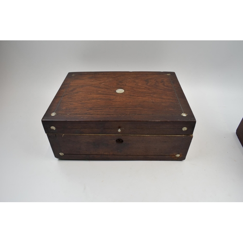 404 - A collection of three antique wooden items to include Georgian tea caddy and Victorian writing slope... 