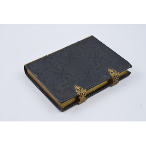 424 - Late Victorian leather hardback book with metal fastenings to include original watercolours and lith... 