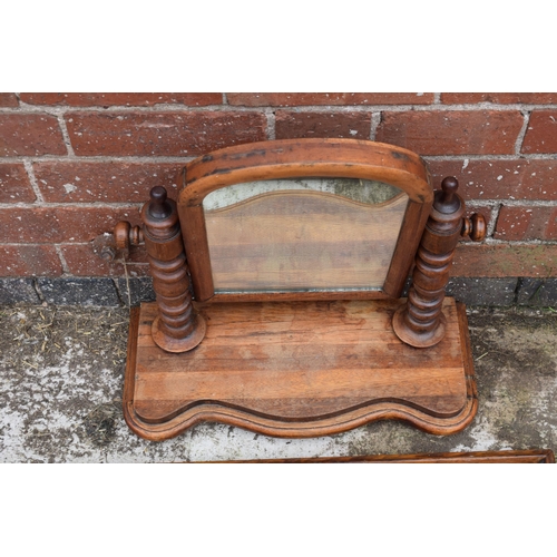 436 - Early 20th century swinging loo mirror together with a butlers tray, 70cm wide (2).