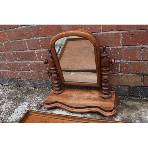 436 - Early 20th century swinging loo mirror together with a butlers tray, 70cm wide (2).