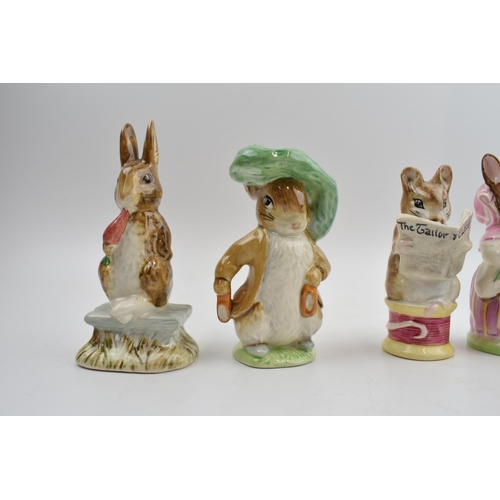 92 - Beswick Beatrix Potter's Benjamin Bunny, Tailor of Gloucester, Mrs Rabbit (damaged) Jermima Puddledu... 