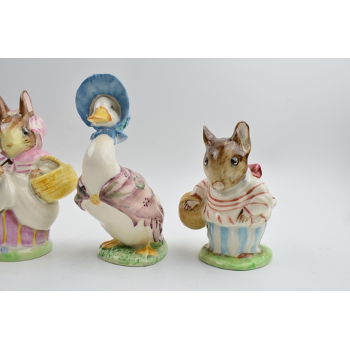 92 - Beswick Beatrix Potter's Benjamin Bunny, Tailor of Gloucester, Mrs Rabbit (damaged) Jermima Puddledu... 