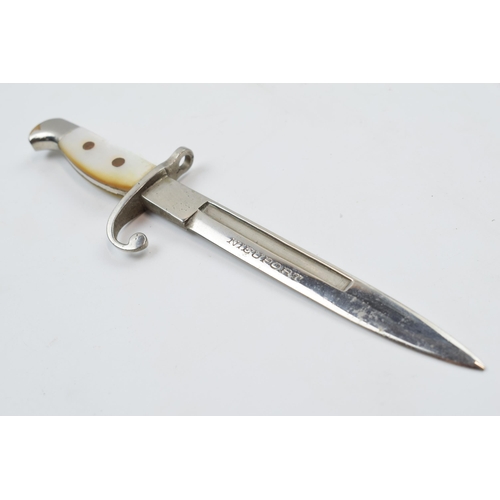 415 - German novelty letter opener in the form of a bayonet, 'Nieuport' to blade, 16.5cm long.