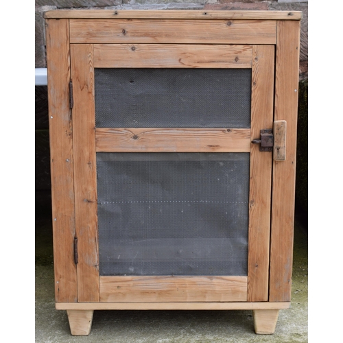 439 - Pine meat safe with vented metal panels, 68x48x90cm tall.