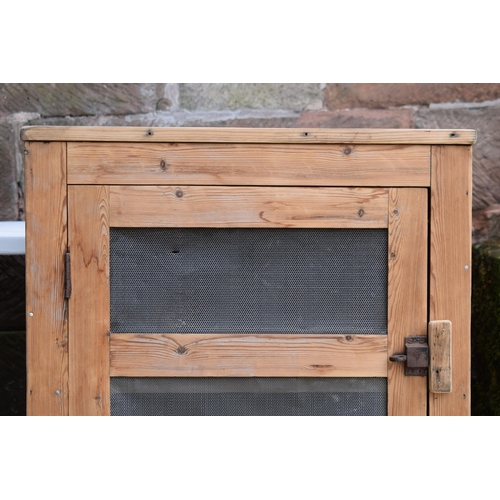 439 - Pine meat safe with vented metal panels, 68x48x90cm tall.