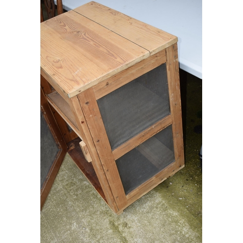 439 - Pine meat safe with vented metal panels, 68x48x90cm tall.