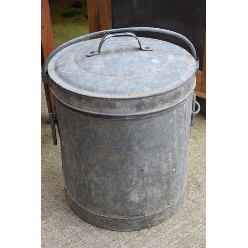 441 - Vintage galvanised ash bucket with number to front, 45cm tall.