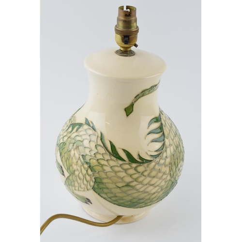 105 - Moorcroft Dragon pattern lampbase, designed by Trevor Critchlow, impressed factory marks, 25cm high ... 