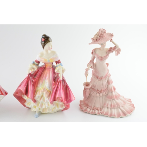 114 - Coalport lady figures to include boxed Marilyn, a matte lady with Royal Doulton Southern Belle and S... 