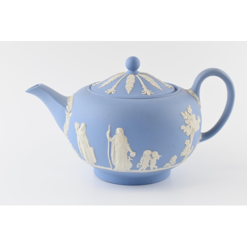 152 - Wedgwood Jasperware teapot in blue.