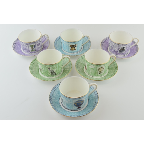 155 - Wedgwood Millennium cups and saucers to include 6 duos (12 pieces).