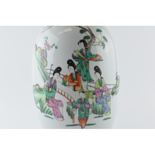 172 - Early 20th century Chinese Famille Rose large two handled vase with traditional scenes, 42.5cm tall,... 