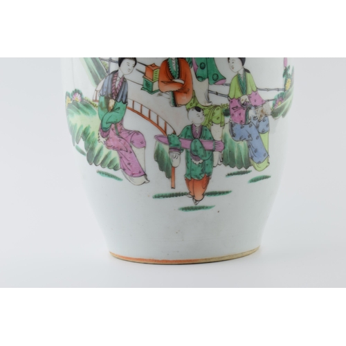 172 - Early 20th century Chinese Famille Rose large two handled vase with traditional scenes, 42.5cm tall,... 