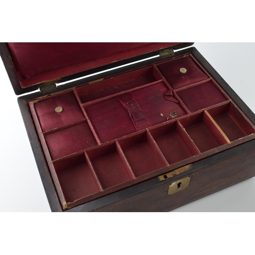 187 - An early 20th century mahogany jewellery box with Mother of Pearl inlay together with a vintage bras... 