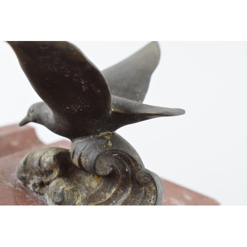 194 - French Art Deco inkwell with a seagull, 25cm long.