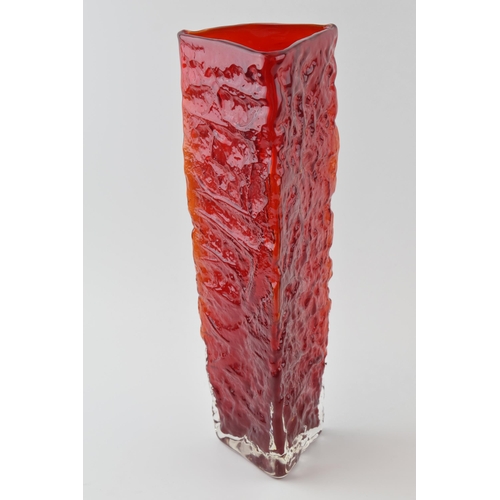 199 - White Friars style glass vase in a triangular prism form. Height 35.5cm.