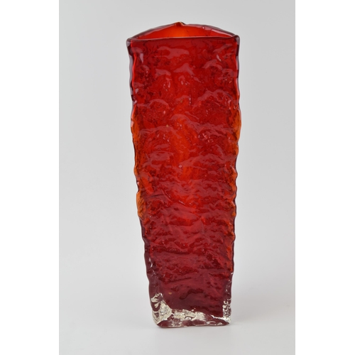 199 - White Friars style glass vase in a triangular prism form. Height 35.5cm.